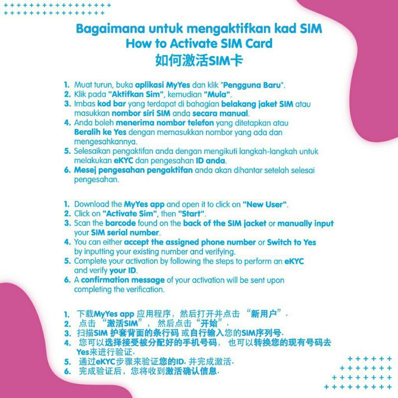 Buy New Yes Sim Card Simkad Simcard Kad Nombor Unregistered Include 10gb Lte Data First Month Seetracker Malaysia