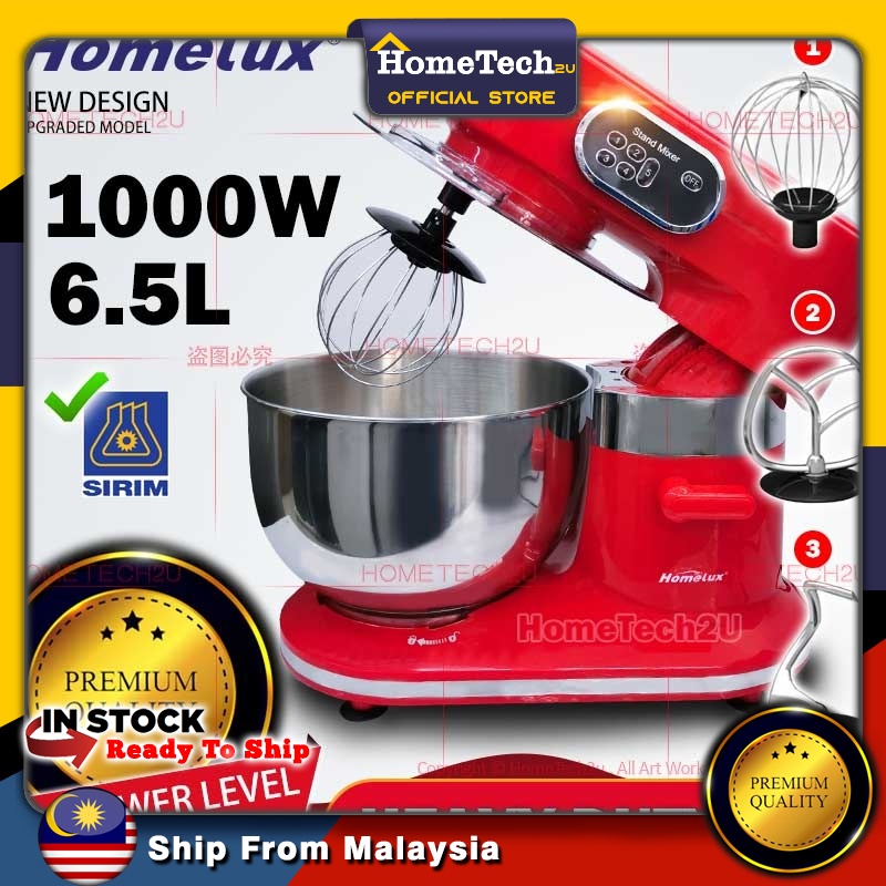 Homelux Electric Stand Mixer Heavy Duty 6.5L 2.5KG Baking Mixer Cake Mixer Sirim HSM-F612 Similar Butterfly BSM-4366 打蛋机