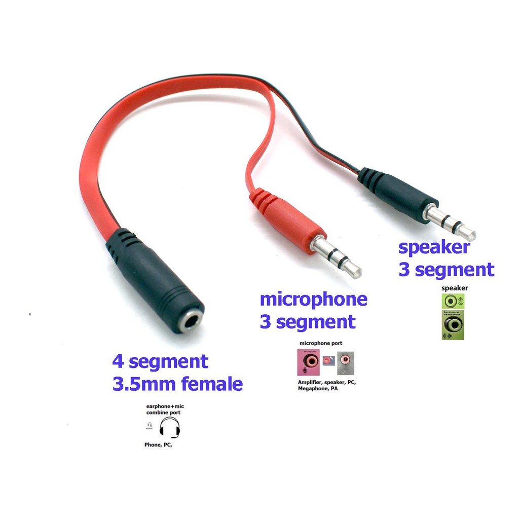 PC 3.5MM 3 segment male to 4 segment female combine audio microphone port speaker phone earphone