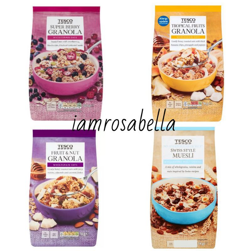 Tesco Granola Tropical Fruits Granola / Fruit&Nut 1kg / Swiss Style