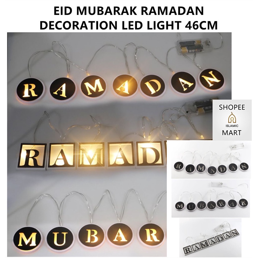 LAMPU HIASAN GANTUNGAN WOODEN DECORATION HANGING LED STRING LIGHT HOME OFFICE DECOR ISLAM DECO RAMADAN PUASA EID MUBARAK