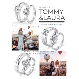 Tommy & Laura Silver Coated Adjustable Size Couple Ring
