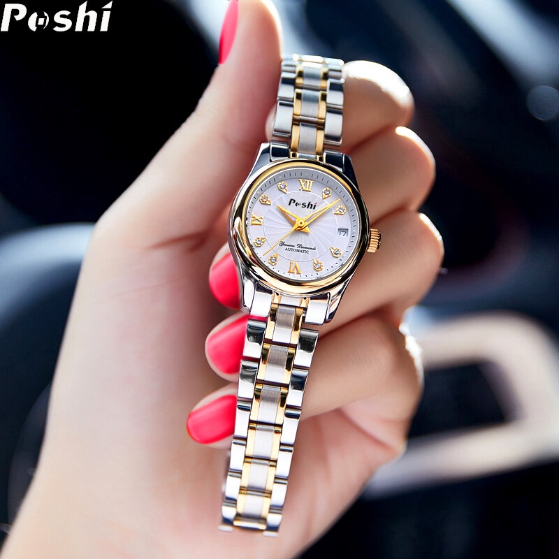 POSHI jam tangan wanita original Waterproof Ladies Quartz Watch fashion Korean elegant stainless steel Bracelet watches for women girls