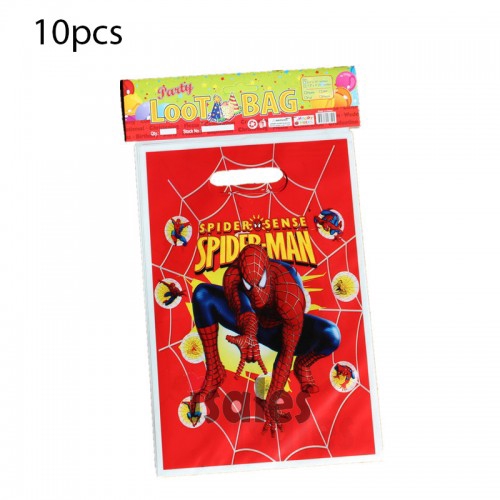 Party Decoration 10pcs Spiderman Goodies Plastic Loot Bag Door