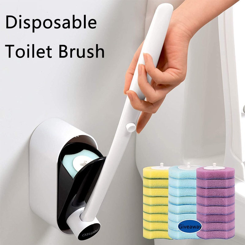 (READY STOCK) New Version Disposable Toilet Bowl Cleaner Brush Wall Mounted Toilet Wand Kit