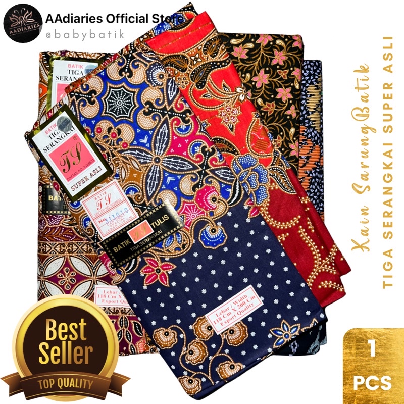 TIGA SERANGKAI Super Asli Kain Sarung Batik Viral [Pilih Warna & Corak] Original 100% Cotton
