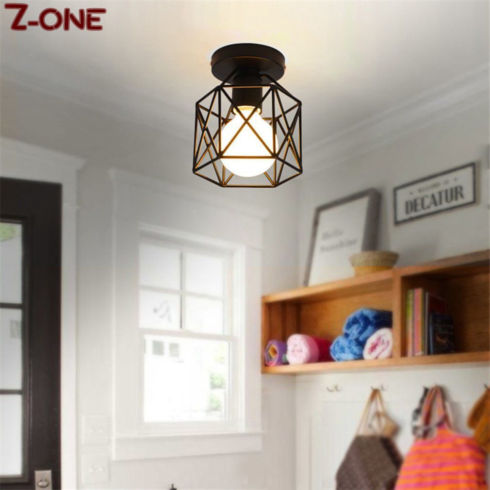 Vintage Led Square Metal Cage Ceiling Light Square Pendant Lamp