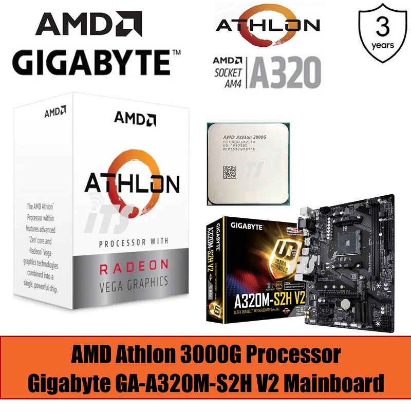 AMD Athlon 3000G Bundle Gigabyte GAA320MS2H V2 Mainboard (PWP