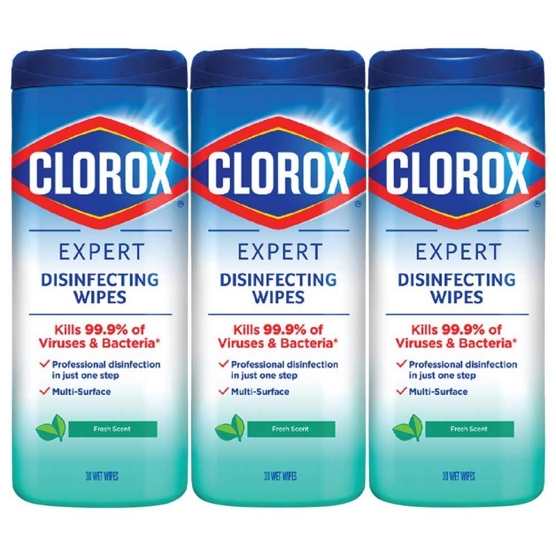 CLOROX 30 WIPES EXPERT DISINFECTING WIPES FRESH SCENT 99.9% VIRUSES ...