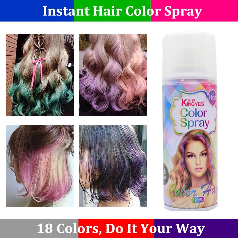 Kingyes One Time Use Temporaty Hair Color Glitter Spray Party
