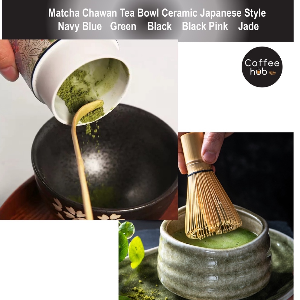 (Ready Stock) Matcha Ceramics Tea Bowl Chawan Japanese Style Green Tea Maker Matcha Latte 300ml 550ml Capacity