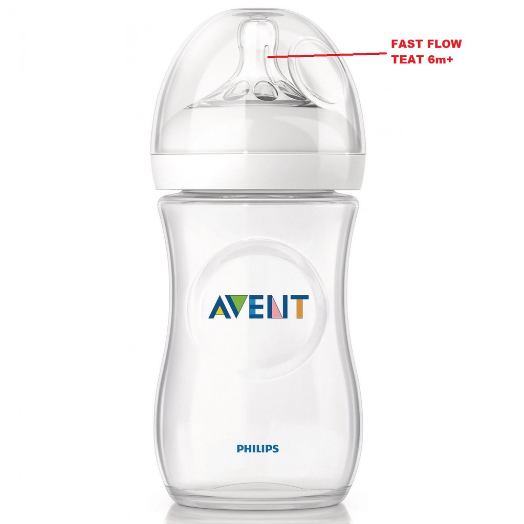 FAST FLOW TEAT!ORIGINAL Philips Avent Natural Bottle 11oz,330ml Philips