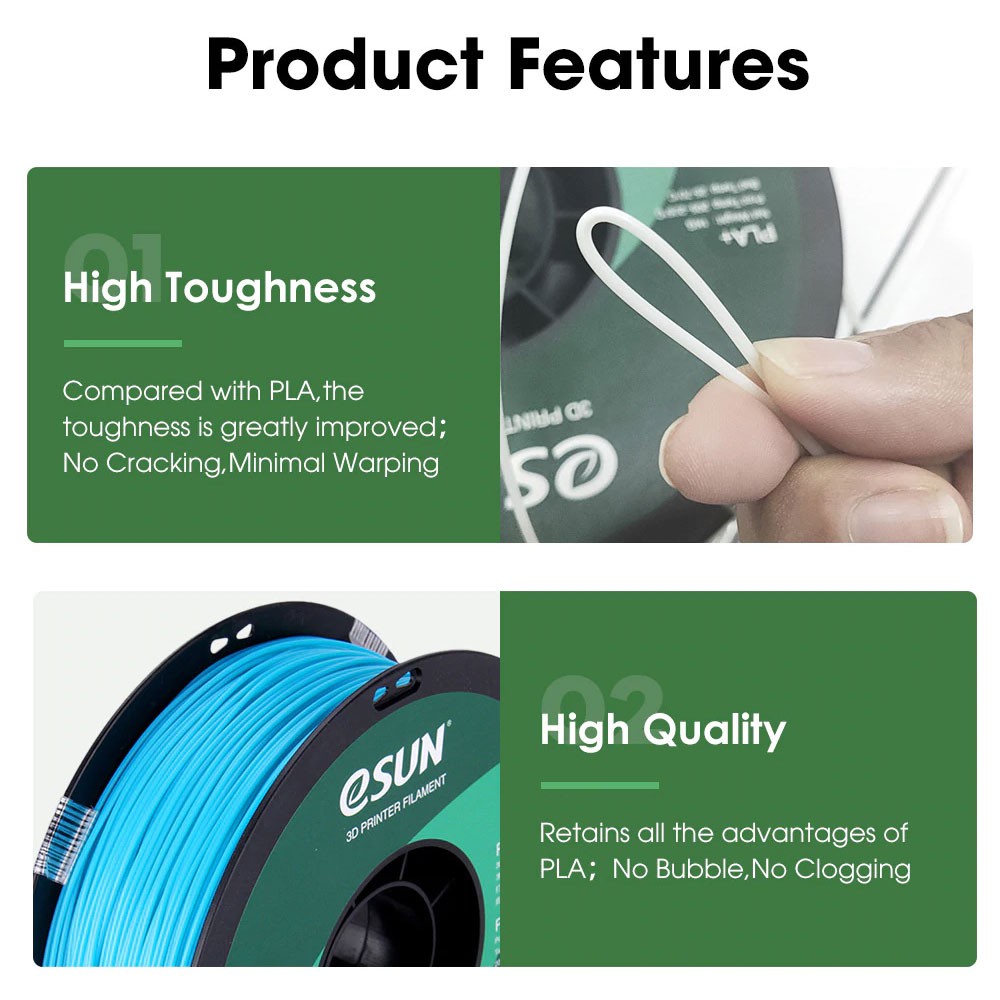 eSUN PLA+ Series Filaments 1KG 1.75MM - Solid Colors