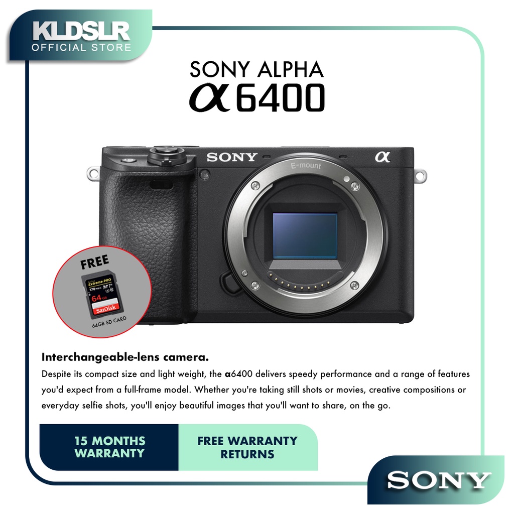 Sony Alpha A6400 Mirrorless Digital Camera (Body) (Black) (Sony