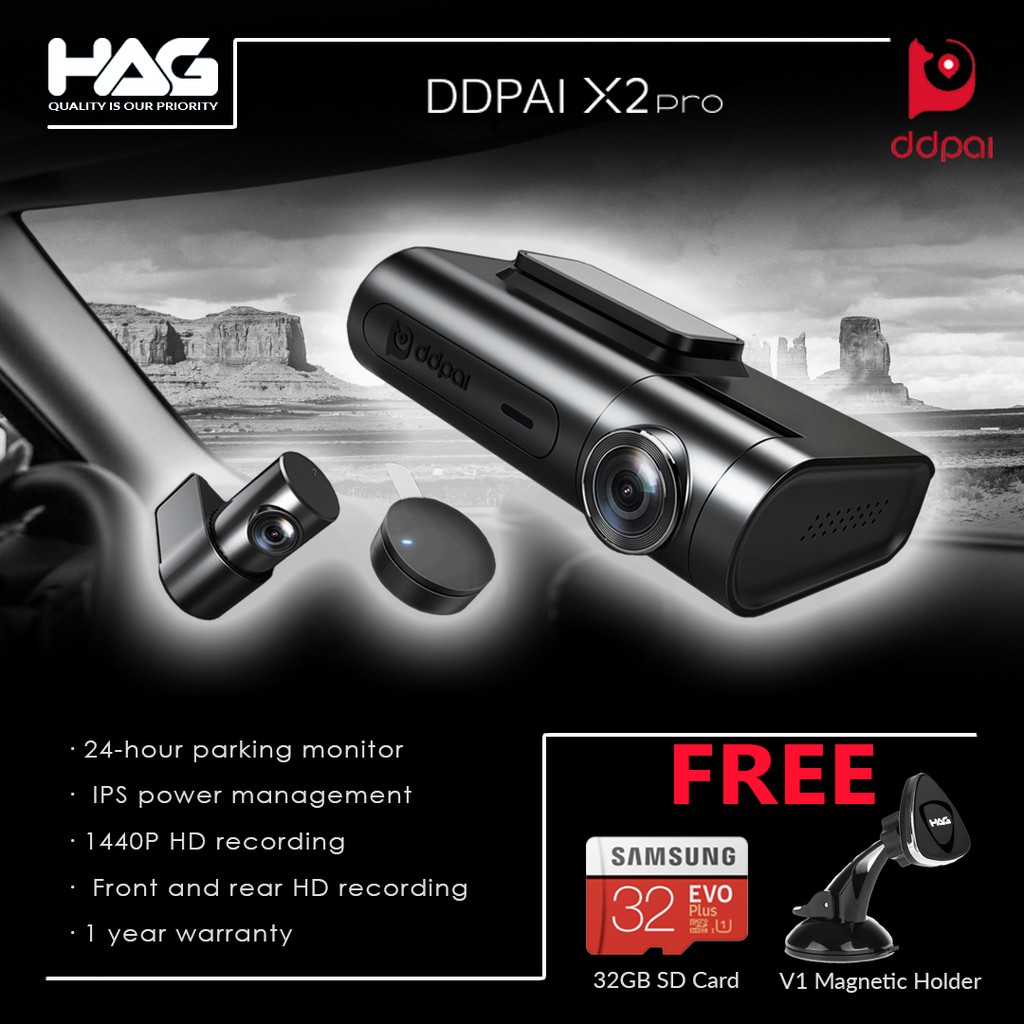Hag Ddpai X2 Pro Front And Rear Cam Full Hd Free Magnetic Holder Parking Mode Shopee Malaysia