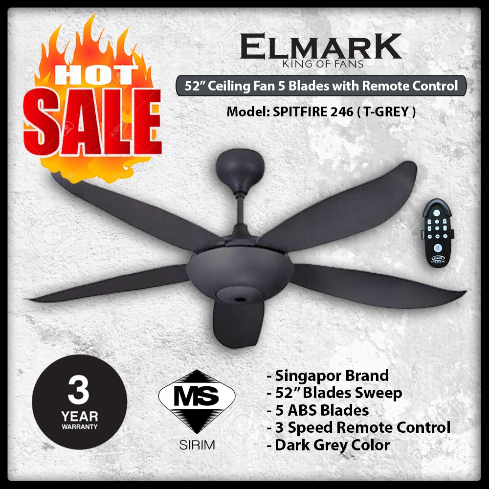 Elmark 52 Spitfire 246 Ceiling Fan With Remote Control 155