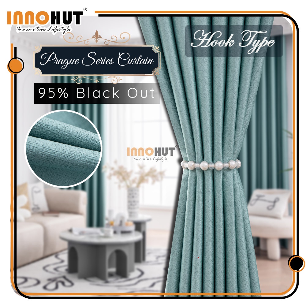 [HOOK TYPE] 1PC Innohut 95% Blackout Prague Design Curtain Insulating Curtain Langsir Tingkap Langsir Cangkuk 挂钩式窗帘布