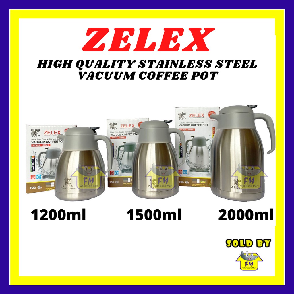 ZELEX High Quality Stainless Steel Vacuum Coffee /Tea Pot Shopee Malaysia