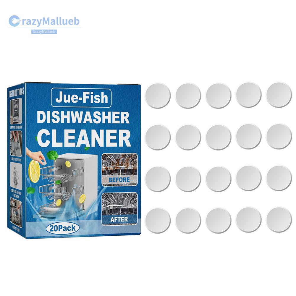 CrazyMallueb 20x Dishwasher Washing Machine Cleaner Tablet Household Kitchen Dish Clean