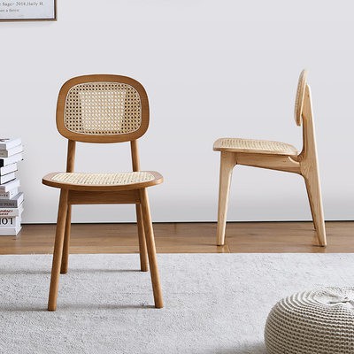Nordic Solid Wood Dining Chair Home, Modern Rattan Dining Chair