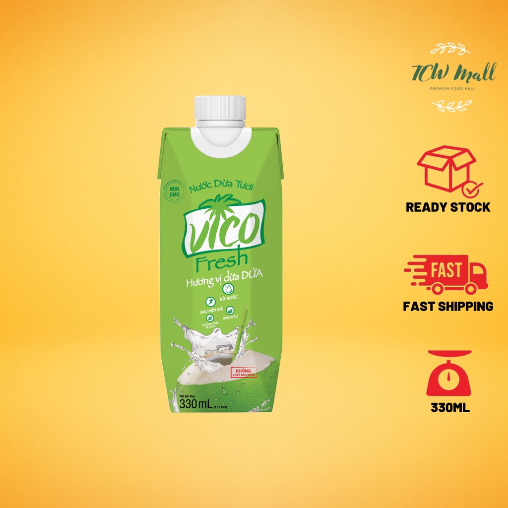 VICO FRESH 100% FRESH PANDAN COCONUT WATER - 330ML PRISMA PACK ...