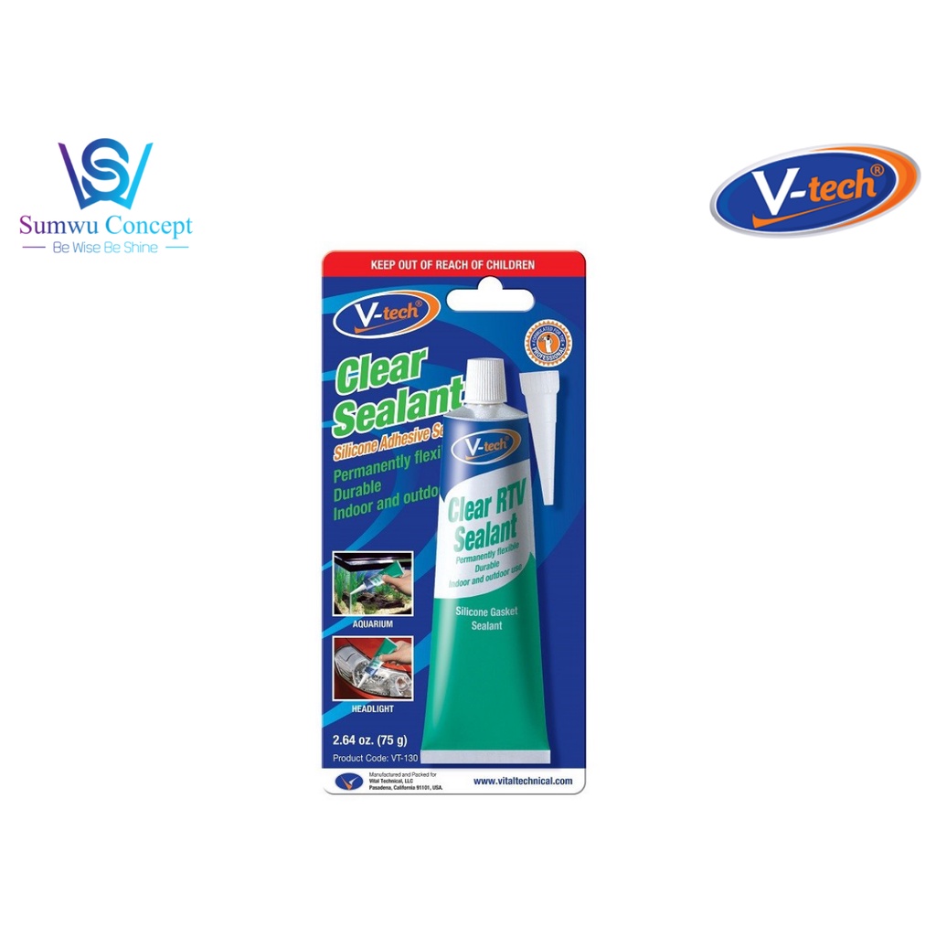 VTECH Clear RTV Sealant Silicone Gasket Sealant 75G (VT130