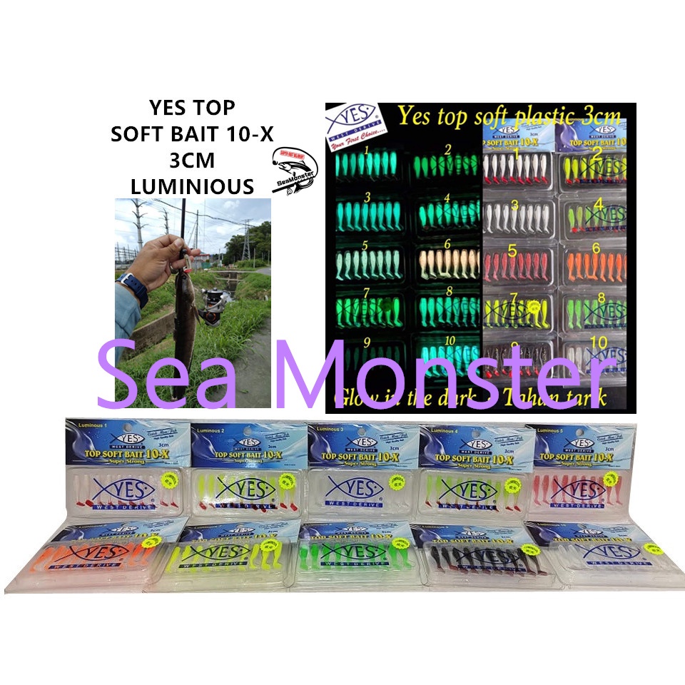 SeaMonster YES TOP SOFT BAIT 10-X 3CM LUMINIOUS FISHING LURE GLOW IN THE DARK WORM