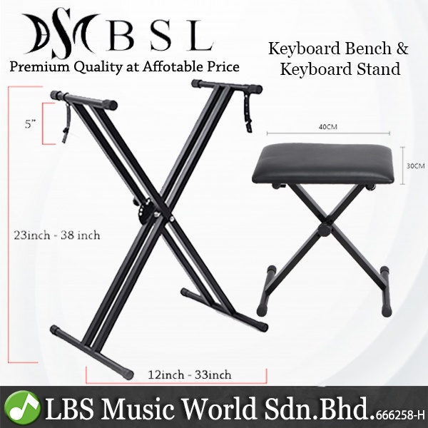 BSL Q2X and KB01 Keyboard Stand and Bench Package Chair Stool Seat