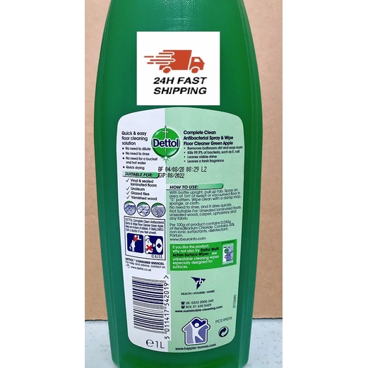 Spray Dettol Spray & Wipe Floor Cleaner 1Liter (GREEN APPLE OR CITRUS