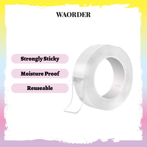 Double Sided Tape Washable Reuse Tape Transparent No Trace Waterproof