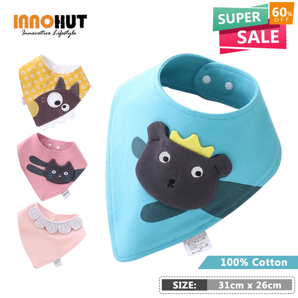 Innohut Triangle Cotton Baby Bibs with Button Baby Toddler (New 4