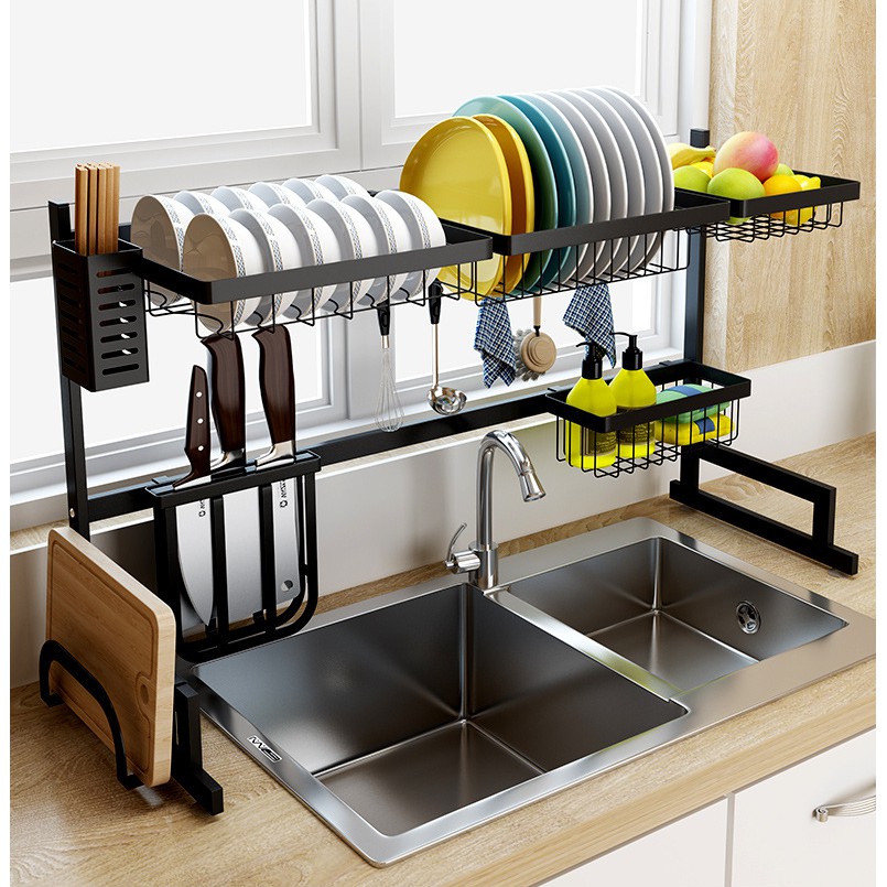 Stainless Steel Sink Dish Rack Cutting Board Holder Cutlery Organizer