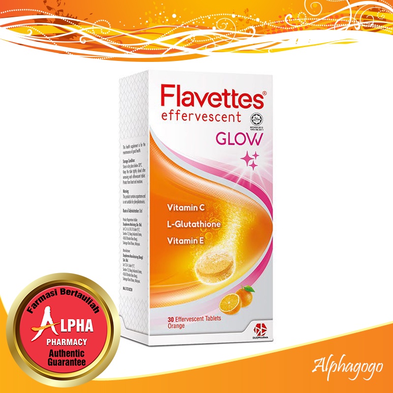 Flavettes Effervescent Vitamin C 30 Tablets (GLOW / VITAL / GLAMZ / H