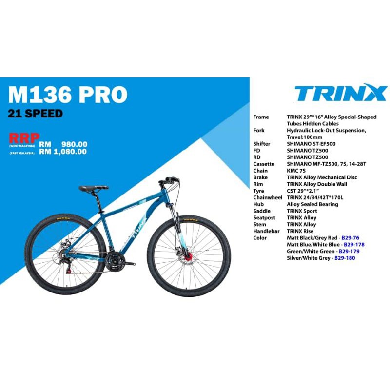 trinx men's m116 pro 29 in bicycle