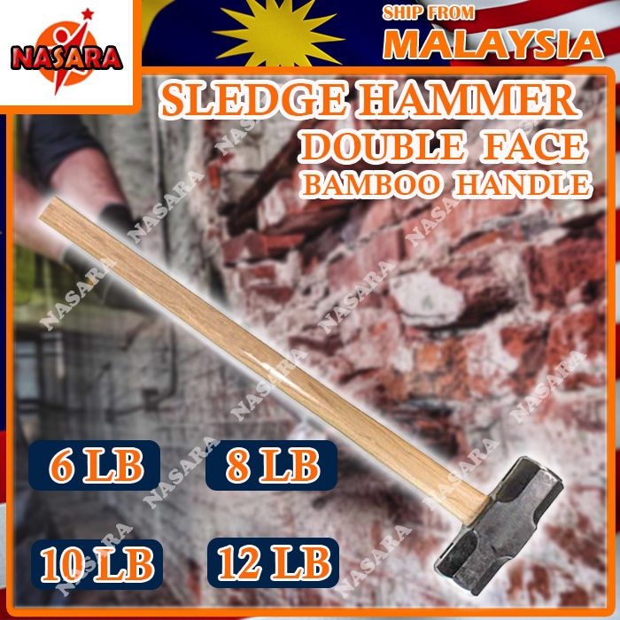 NASARA 6LB / 8LB / 10LB / 12LB DOUBLE FACE SLEDGEHAMMER HAMMER with