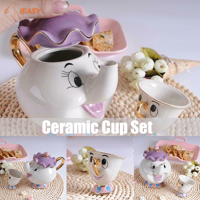 Cute Beauty And The Beast Teapots Mrs Potts Chip Tea Pot Cup Set Xmas