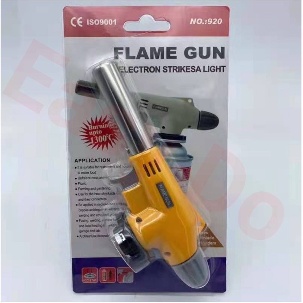 920 YELLOW Metal Flame Gun Welding Gas Torch Lighter Heating Ignition Butane Portable Camping Hiking Pistol