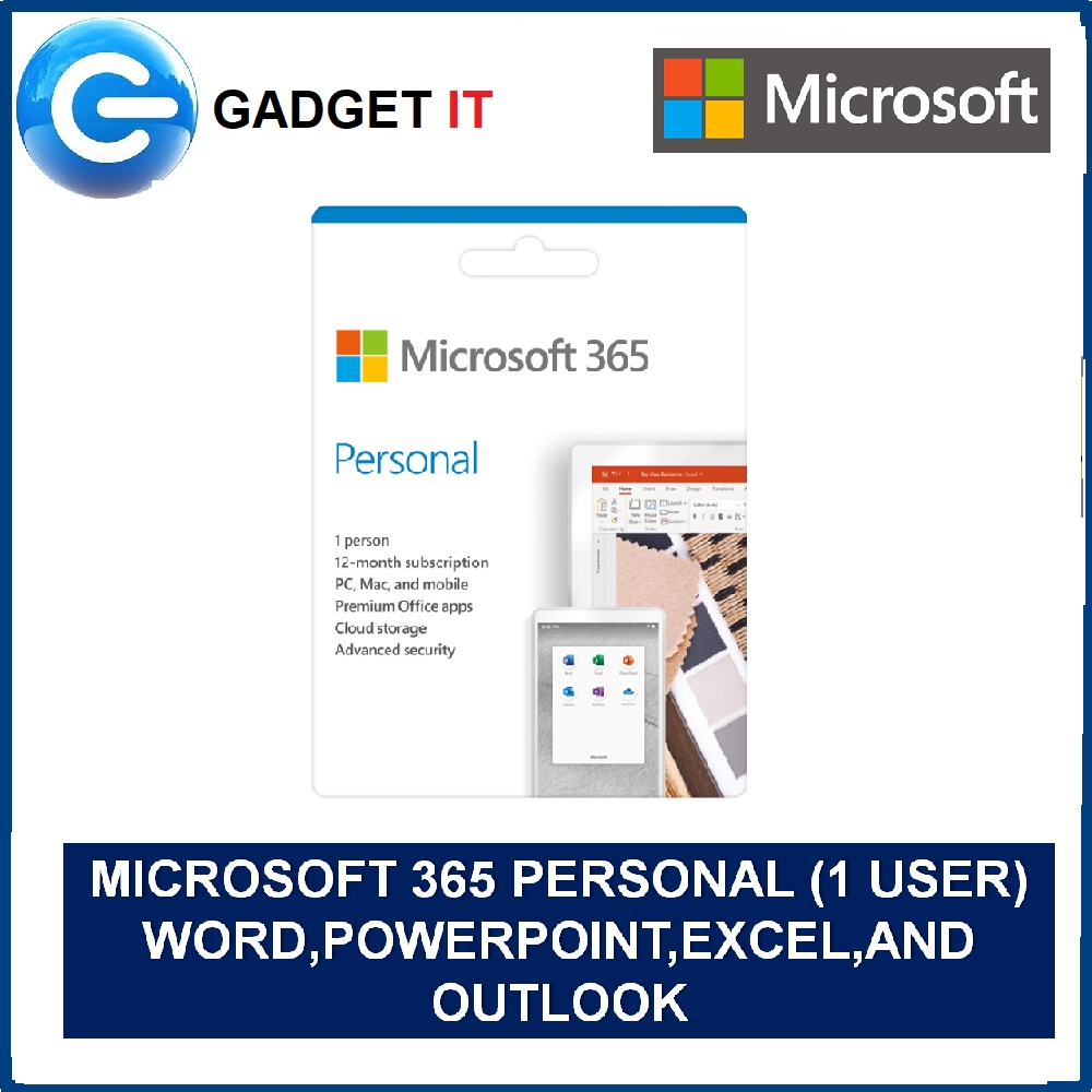 Microsoft Office 365 Personal 1 Year 1 User For Pc Mac And Mobile Word Powerpoint Excel Outlook Esd Shopee Malaysia