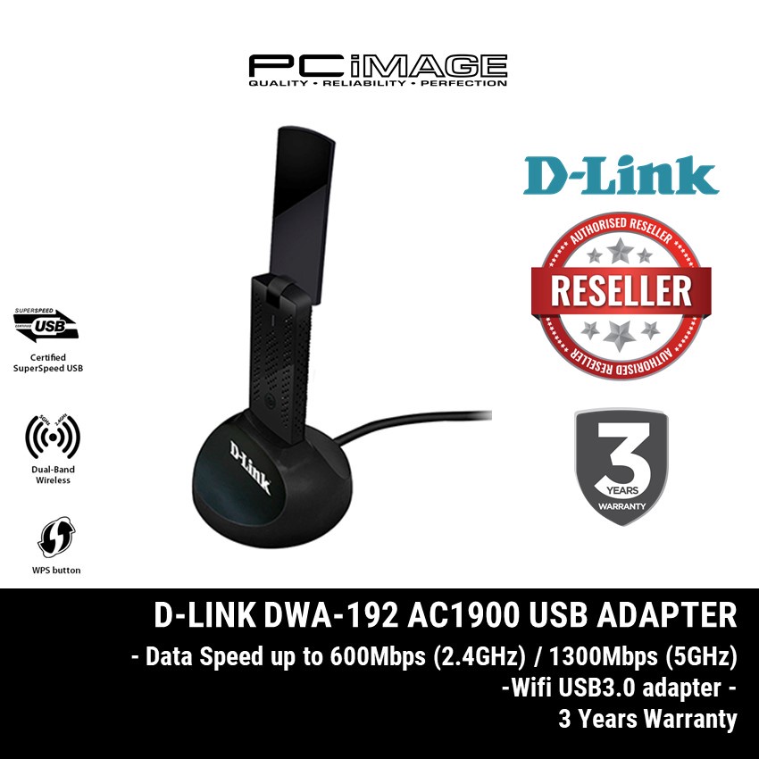 D-LINK DWA-192 AC1900 DUAL BAND WIRELESS WIFI USB 3.0 ADAPTER