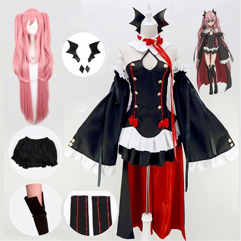 Seraph of the end owari no seraph krul tepes cosplay costume uniform wig cosplay anime witch vampire halloween costume for women