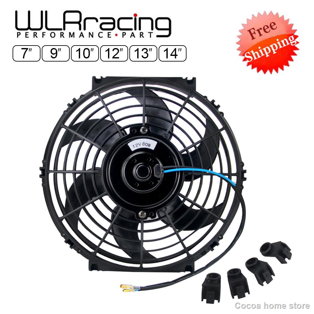 Universal Slim Fan Push Pull Electric Radiator Cooling 12V 80W Mount Kit Black, 14 