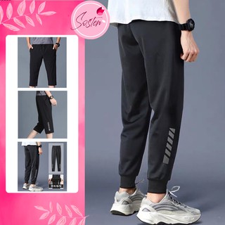 【READY STOCK】ST124 Mid-Long & Long Casual Sport Running Pants Short Pants Fitness Breathable Plus Size Men