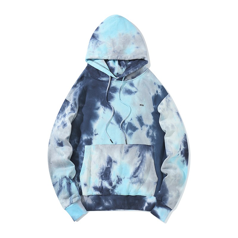 tie dye blue and white hoodie