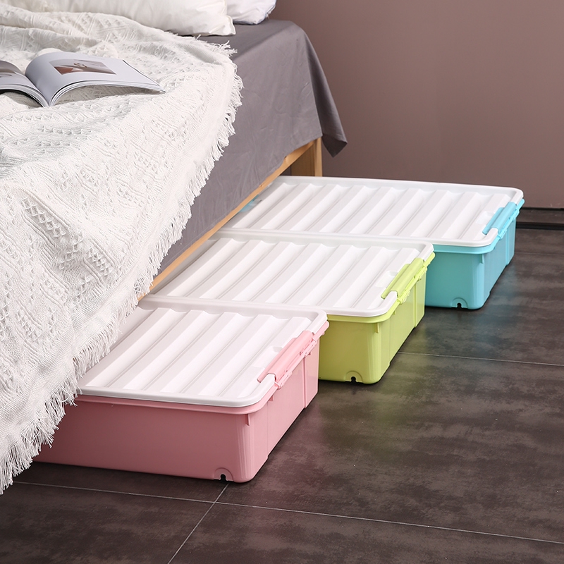 Storage Bed Bottom Storage Box With Wheel Flat Drawer Clothing