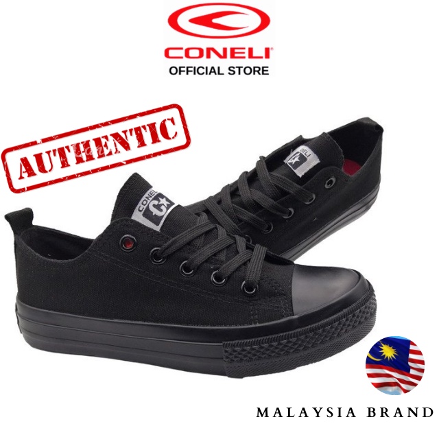 CONELI Canvas Shoes Star Black Low Cut / Kasut Hitam Murah Low Cut ...