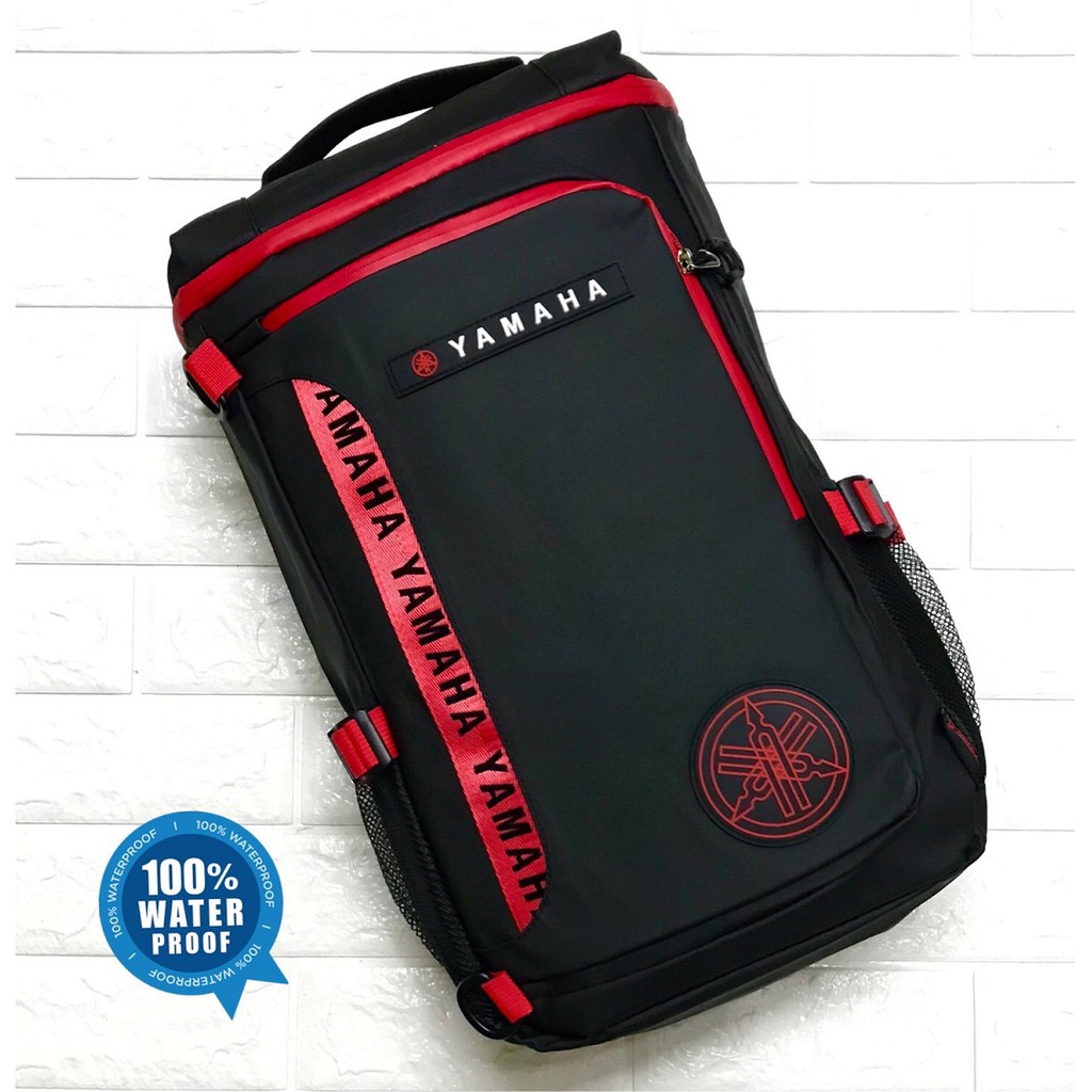 Ready Stock!! Waterproof Backpack (L) Size Motor Bike Riding Men Backpack Pu Leather Yamaha
