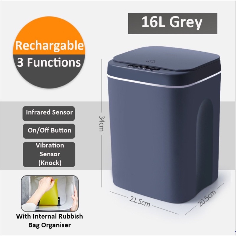 MOJOMORE Automatic Touchless Big Volume Smart Sensor Dustbin Garbage with LED
