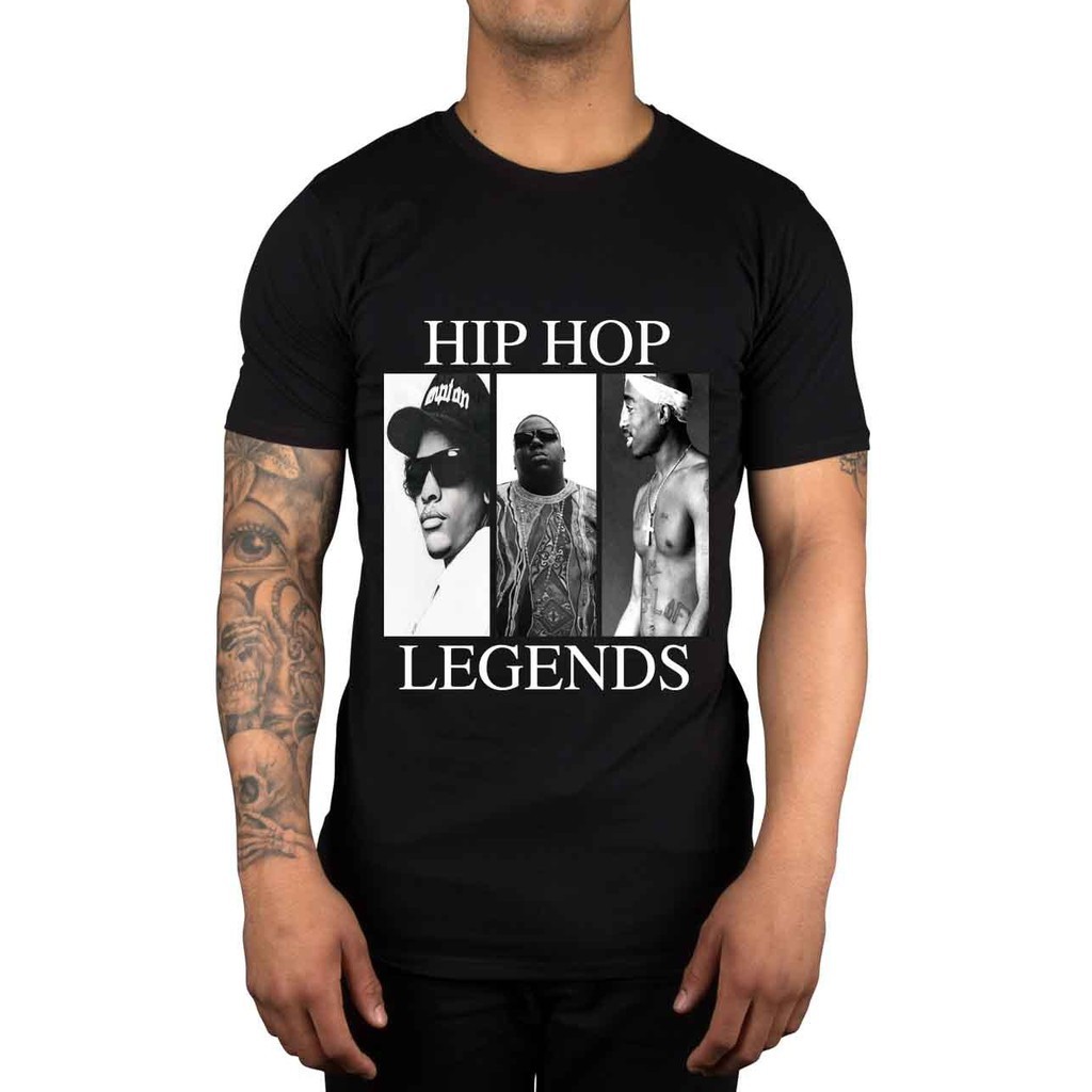 Hip Hop Legends 2 Pac Biggie Smalls Eazy E Tupac 100 Cotton Mens T Shirts Father S Day Shopee Malaysia - eazy e shirt roblox