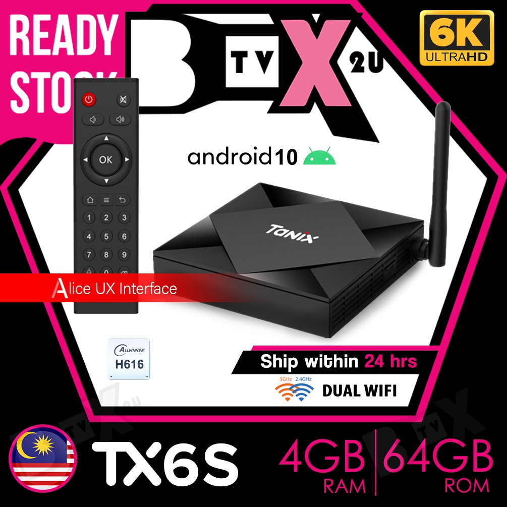 Pre Install 10k Channels Movies New Tanix Tx6s Android 10 0 Tv Box 4gb Ram 64gb Rom Allwinner H616 Unroot Device Shopee Malaysia