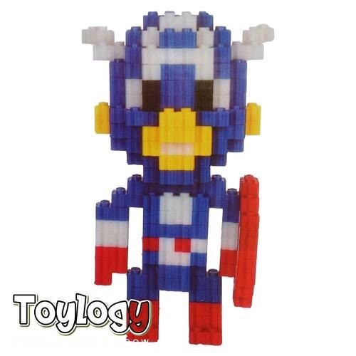 Educational Toys Kids Block Brick Figure Cartoon Hero Captain Block Stacking Blue